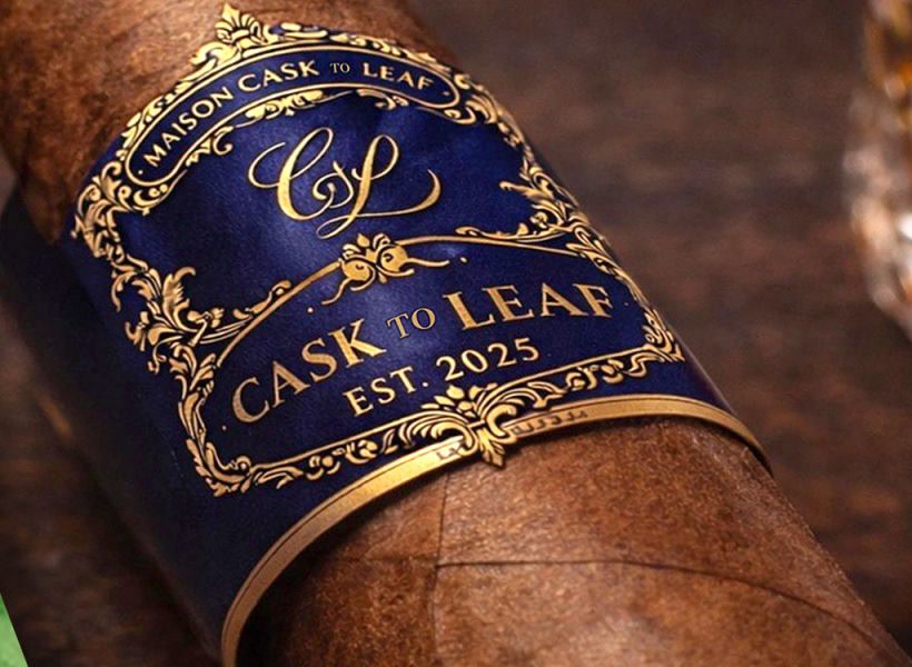 A CASK to LEAF branded cigar